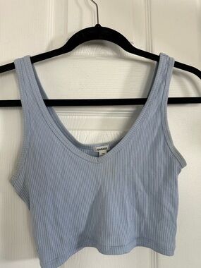 Garage Ribbed Crop Tank - Baby Blue